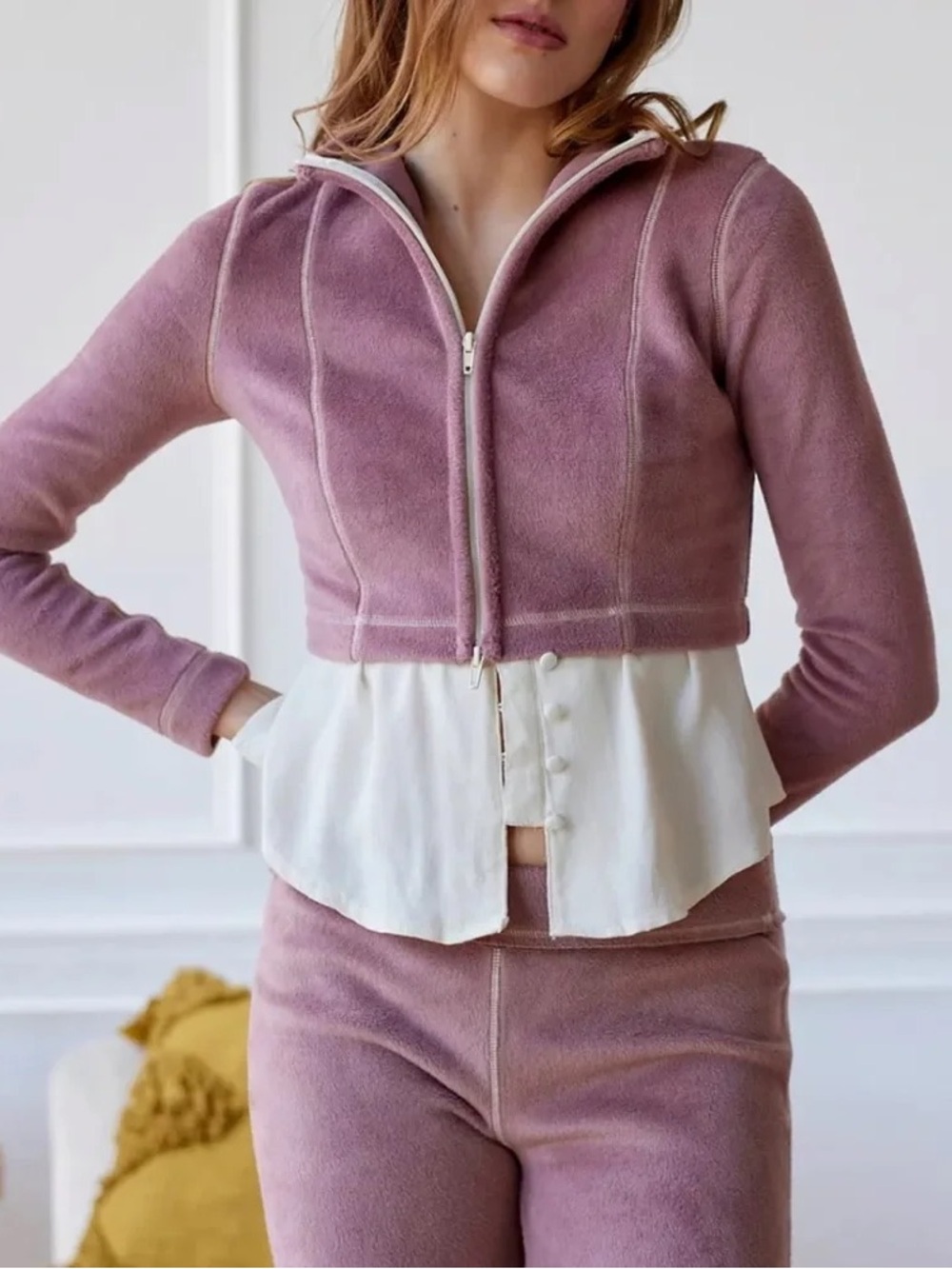 Urban Outfitters Out From Under Bethany Fleece Zip-Up Crop Jacket : Large